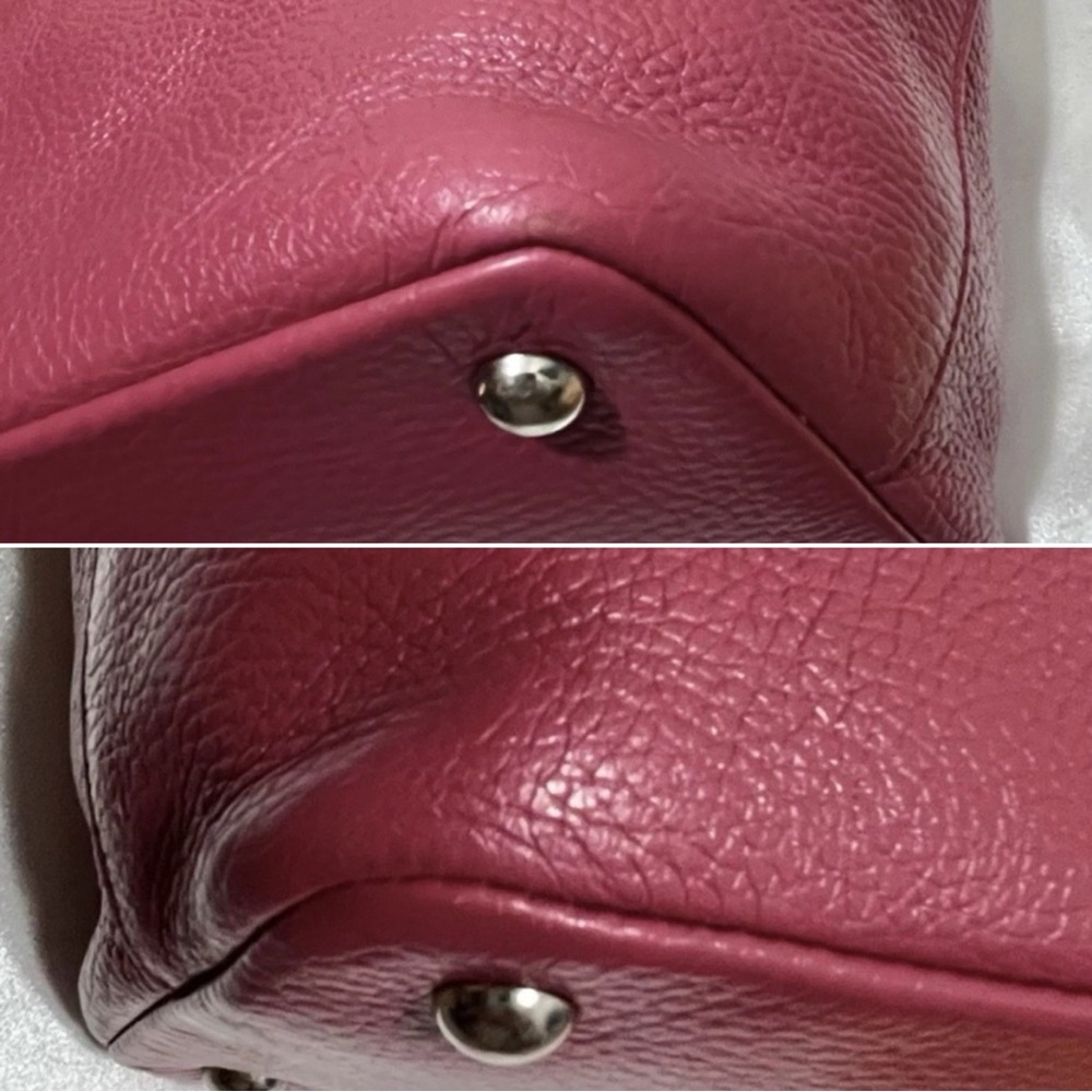 FURLA Appaloosa Bag - Raspberry/Dark Pink Pebbled Leather Large Tote Purse - Picture 12 of 16